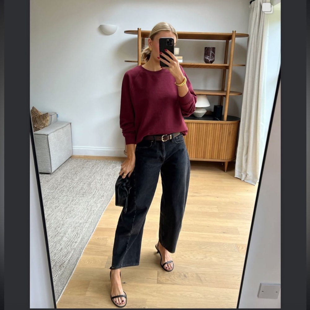 EVERLANE “Renew” Oxblood Burgundy Crew Neck Sherpa Sweater Top - Picture 2 of 10